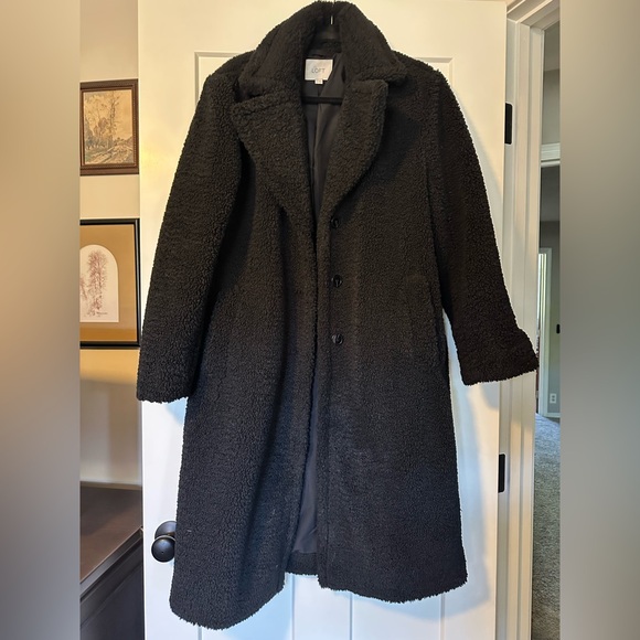 LOFT Cozy Black Sherpa Coat - Picture 4 of 14
